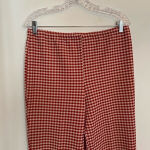 70,s Vintage handmade red and white houndstooth tweed print flare leg pants!